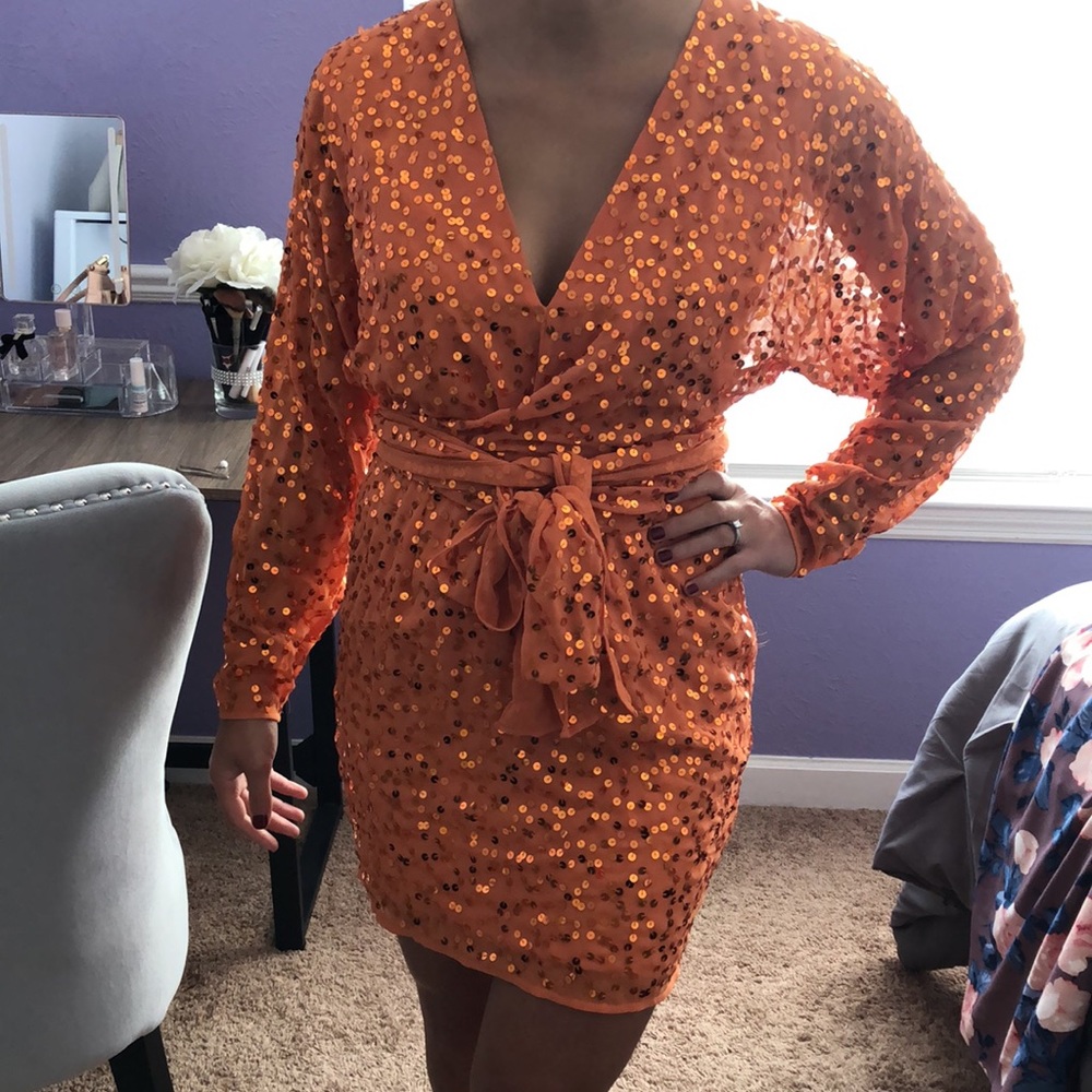 ASOS Orange Sequin Dress - Picture 6 of 7
